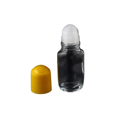 Transparent Glass Essential Oil Roller Bottles 50ml With Yellow PP Plastic Cap
